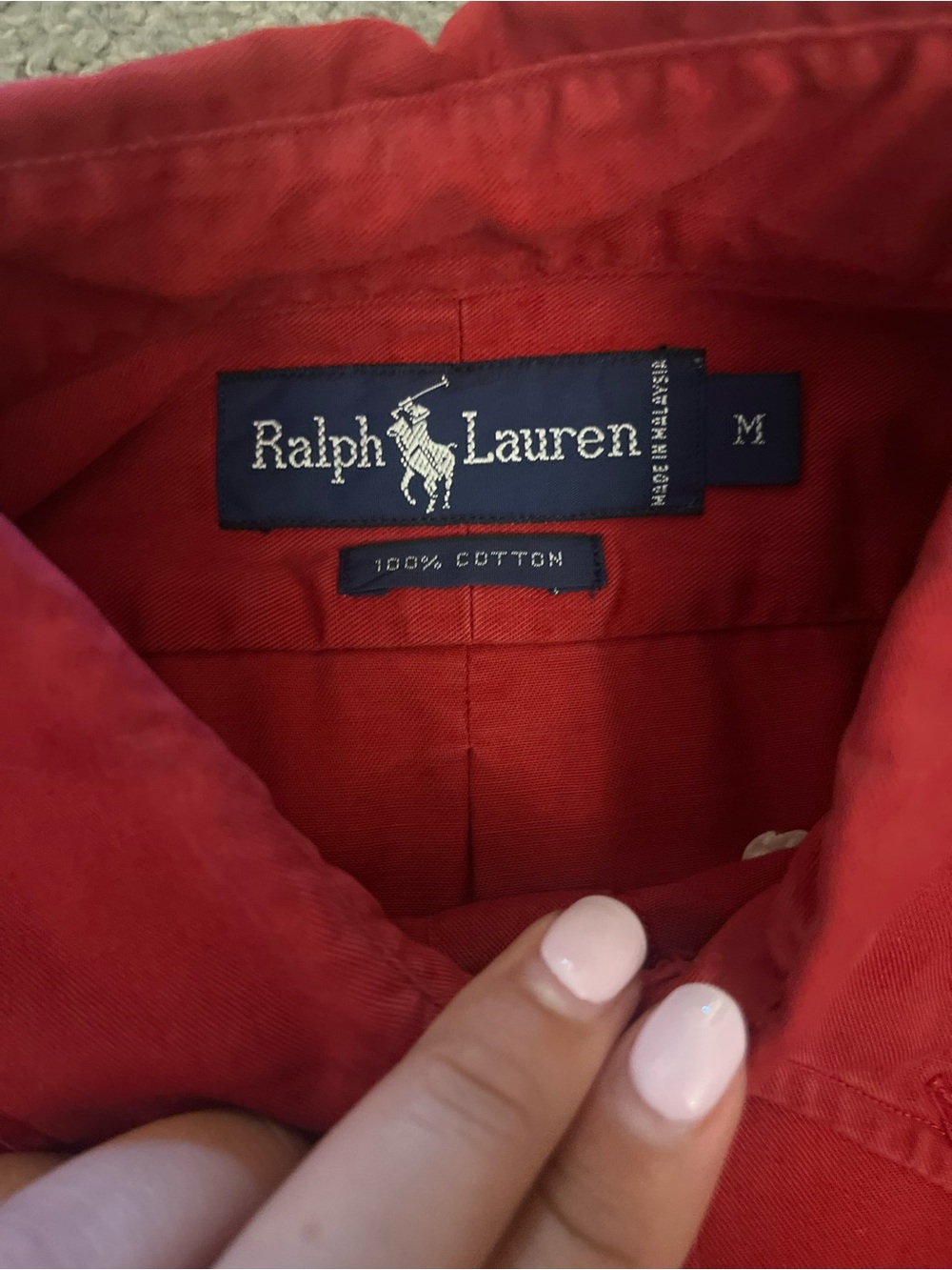 Ralph Lauren Red Long-Sleeve Button-Down Shirt - Picture 5 of 6